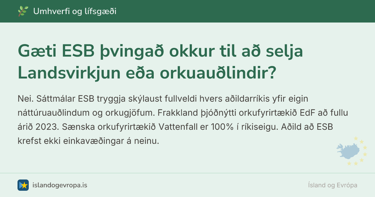 Gæti ESB þvingað okkur til að selja Landsvirkjun eða orkuauðlindir ...